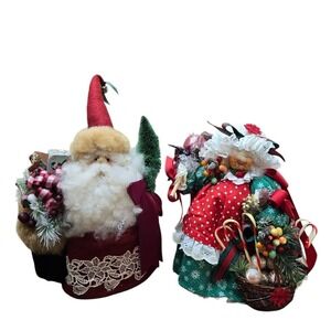 1978 Apple Whimseys Santa & Mrs Clause Apple Face Resin Dolls‎ READ